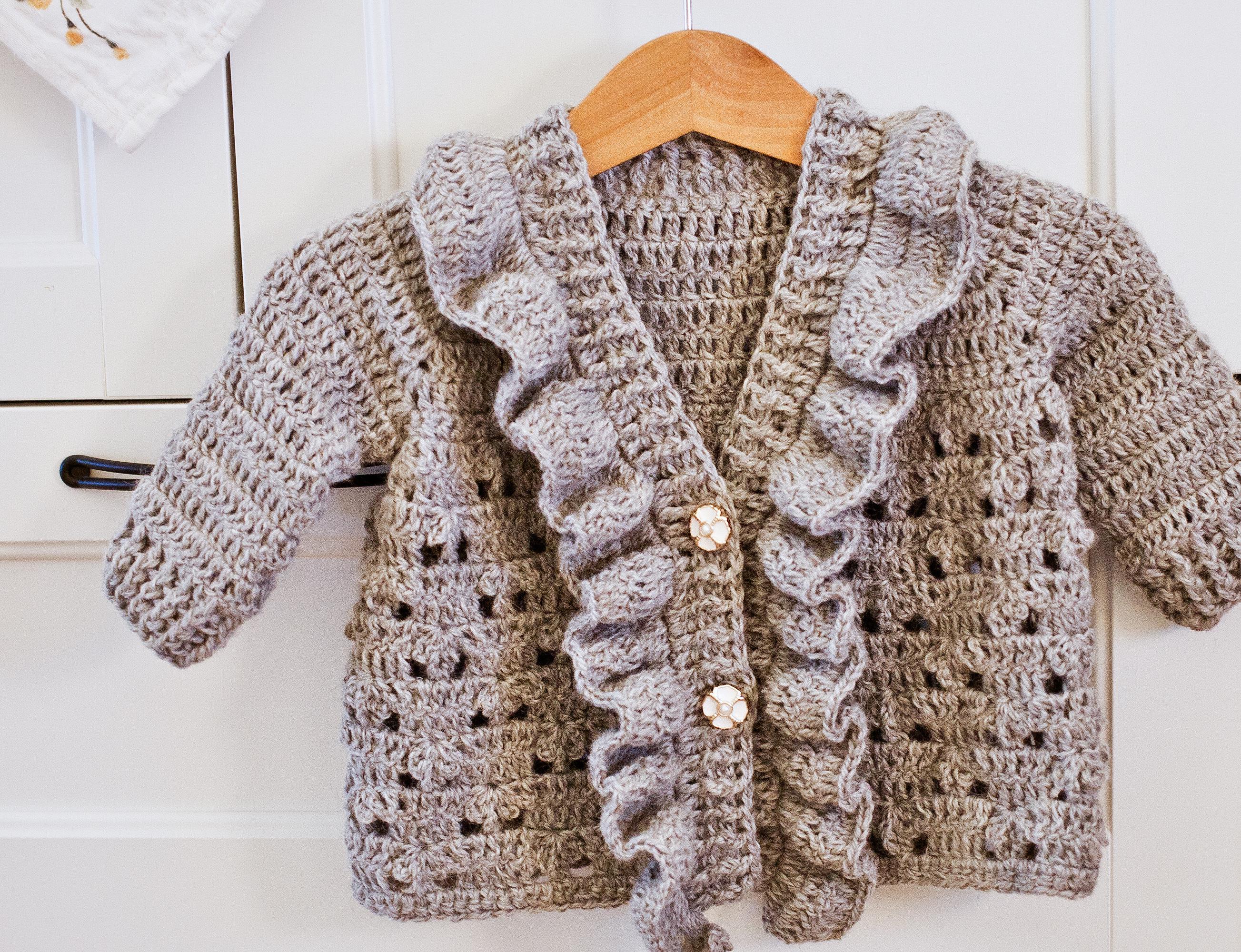 Frill Pattern Crochet PATTERN + Video Tutorial - Frill Bloom Cardigan (from 0-6m up ...