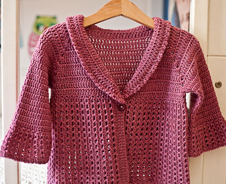 Crochet PATTERN Berry Cardigan sizes baby up to 8 years English only image 3