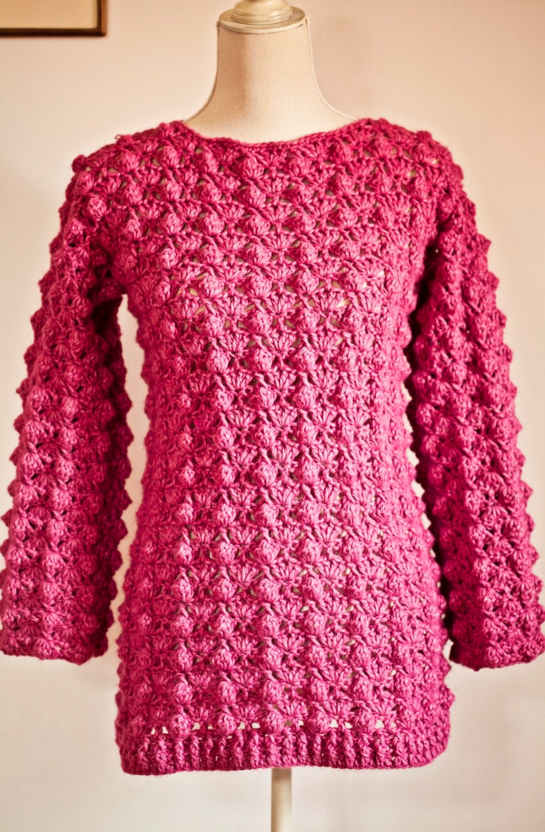 Crochet cardigan PATTERN Ladies Popcorn Sweater English only image 2