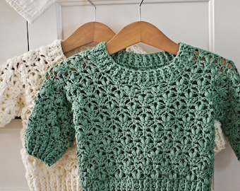 PATRÓN de crochet - Suéter Melodie (tallas de niño 0-6 meses hasta 9-10 años) (Solo en inglés)