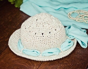 Crochet PATTERN - Linen Sun Hat (baby to adult) (English only)