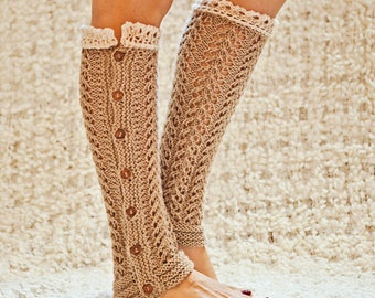 Knitting Pattern - Knit Lace Leg Warmers (English only)