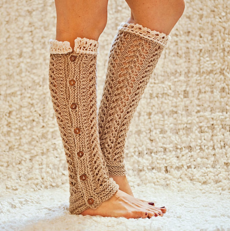 Knitting Pattern Knit Lace Leg Warmers english Only Etsy