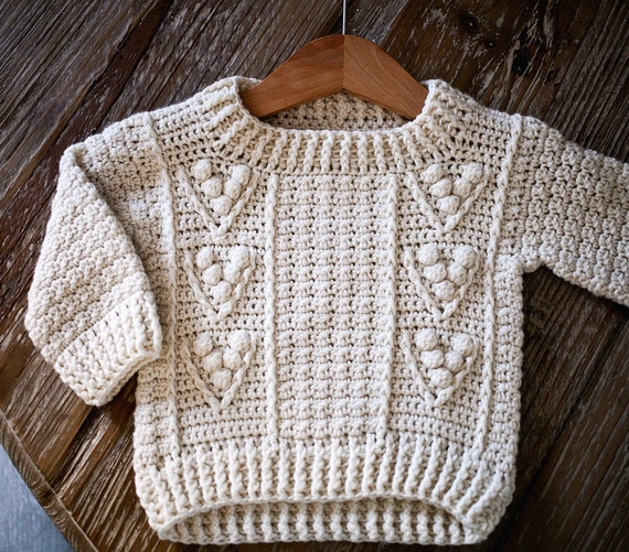Crochet PATTERN - Berry Sweater (child sizes from 6-9m up to 9-10years) (English only)