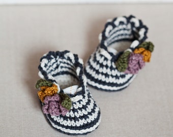 Crochet PATTERN - Striped Flower Bouquet Shoes (English only)