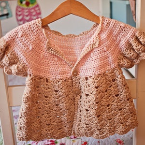 Crochet PATTERN Puff Sleeve Shrug Cardigan sizes Baby up to 8 Years ...