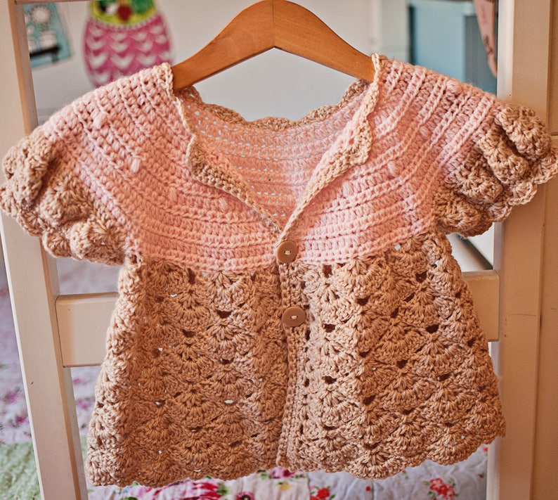 Crochet PATTERN Puff Sleeve Shrug Cardigan sizes baby up to 8 years English only image 3