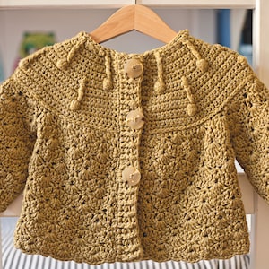 PATRÓN DE CROCHET - Cárdigan Pistacho (tallas bebé hasta 10 años) (Solo en inglés)