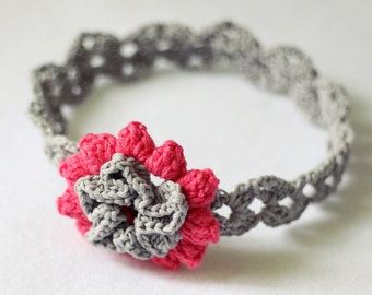 Crochet PATTERN  - Cherry Blossom Headband (sizes - baby to adult) (English only)