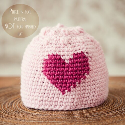 Crochet Hat PATTERN pdf File Heart and 
