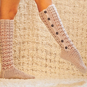 Crochet PATTERN Knee High Buttoned Socks english Only - Etsy