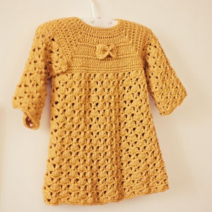 Crochet PATTERN Mustard Bow Dress sizes up to 4 years English only image 2