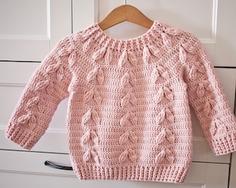 Crochet PATTERN  - Magnolia Sweater (child sizes 6-12m up to 9-10years) (English only)