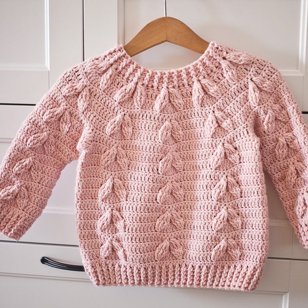 PATRON au crochet - Pull Magnolia (tailles enfant 6-12m jusqu'à 9-10ans) (Anglais seulement)