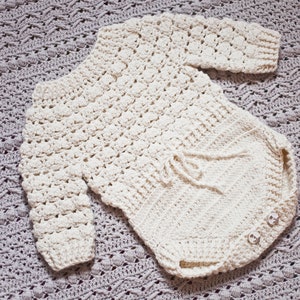 Crochet PATTERN  - Snowdrop Romper (sizes 0-6m, 6-12m, 12-18m, 18-24m (English only)