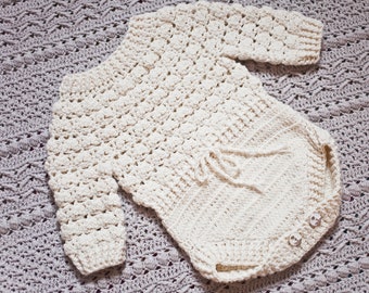 Crochet PATTERN  - Snowdrop Romper (sizes 0-6m, 6-12m, 12-18m, 18-24m (English only)