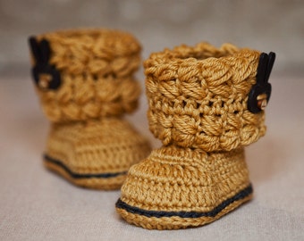 Crochet PATTERN for baby booties - Easy Cable Boots (English only)