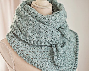 Crochet shawl PATTERN - Fan and Ruffle Kerchief and Shawl (instructions for both items are included) (English only)