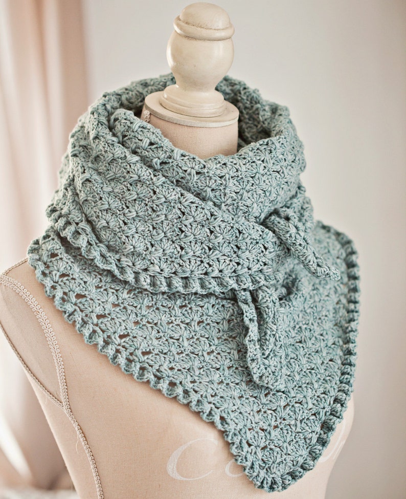 Crochet shawl PATTERN Fan and Ruffle Kerchief and Shawl instructions for both items are included English only image 1