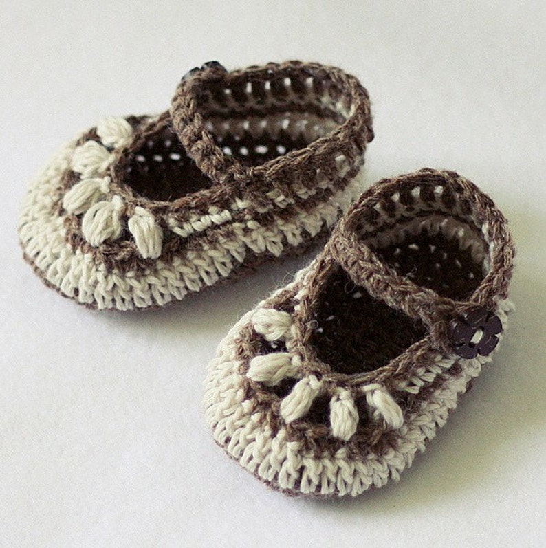 PATRON au crochet Chaussons bébé chocolat en anglais seulement image 4