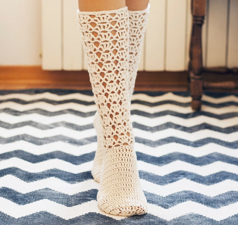 Crochet PATTERN Ladies Lace Socks English only image 3