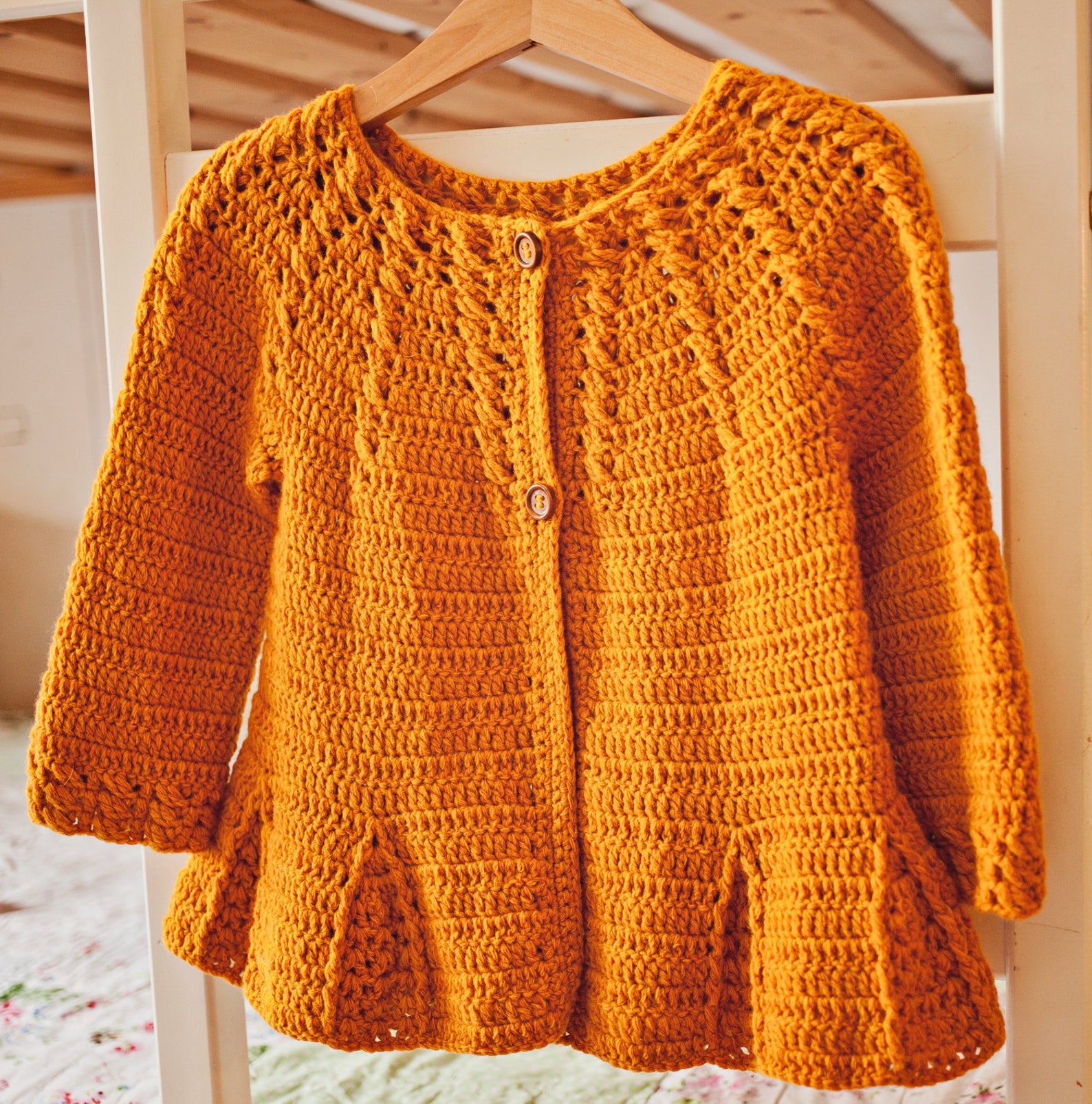 Crochet PATTERN Cable Cardigan With Pleats sizes Baby up to - Etsy