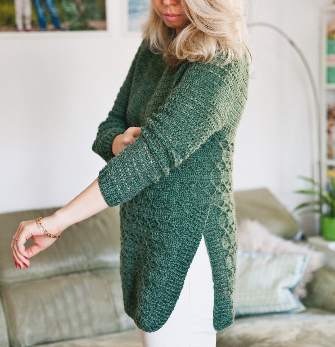 Crochet PATTERN - Forest Sweater With Side Slits (sizes S, M Crochet PATTERN - Forest Sweater With Side Slits (sizes S, M