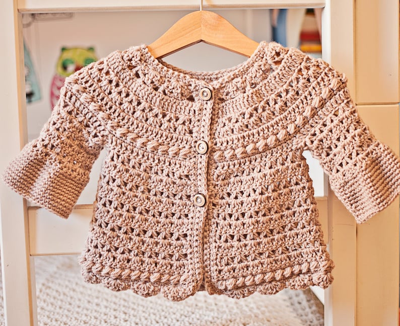 Crochet PATTERN Bell Sleeve Cardigan sizes baby up to 6 years English only image 3