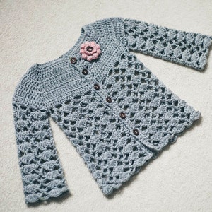 Crochet Cardigan PATTERN Sweet Little Cardigan sizes 0-6m,6-12m,1-2y,3-4y English only image 1