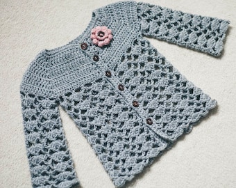 Crochet Cardigan PATTERN - Sweet Little Cardigan (sizes 0-6m,6-12m,1-2y,3-4y) (English only)
