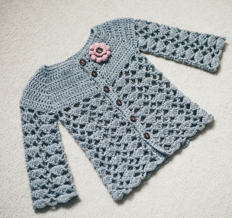 Crochet Cardigan PATTERN Sweet Little Cardigan sizes 0-6m,6-12m,1-2y,3-4y English only image 1