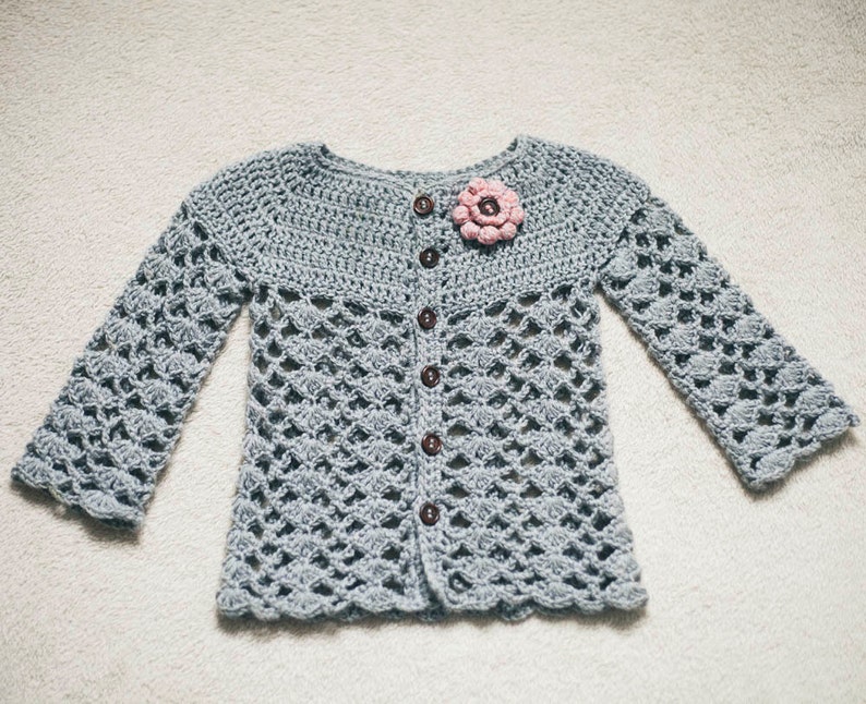 Crochet Cardigan PATTERN Sweet Little Cardigan sizes 0-6m,6-12m,1-2y,3-4y English only image 2