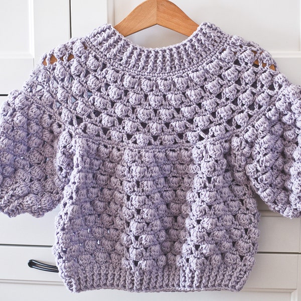 Crochet PATTERN  - Bubblegum Sweater (sizes from 6-12m up to 9-10years) (English only)