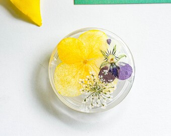 Handmade Real Hydrangea Flower Resin Phone Grip, Magnetic Dried Pansy Grip For Kindle, Pressed Strawberry Fruit Folding Base, Christmas Gift