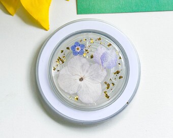 Handmade Real Hydrangea Flower Resin Phone Grip, Magnetic Dried Pansy Grip For Kindle, Pressed Strawberry Fruit Folding Base, Christmas Gift