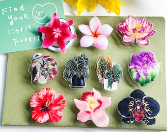 Frangipani Flower Resin Phone Grip, Orchid Hydrangea Flower Magnetic Grip, Hibiscus Phone Holder For Kindle, Butterfly Grip, Folding Base