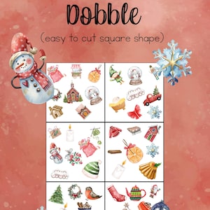 Weihnachten dobble/spot it/match it/seek it 57 einfach zu schneiden karten ausdruckbare Aktivität ESL PDF sofortiger Download Aquarell
