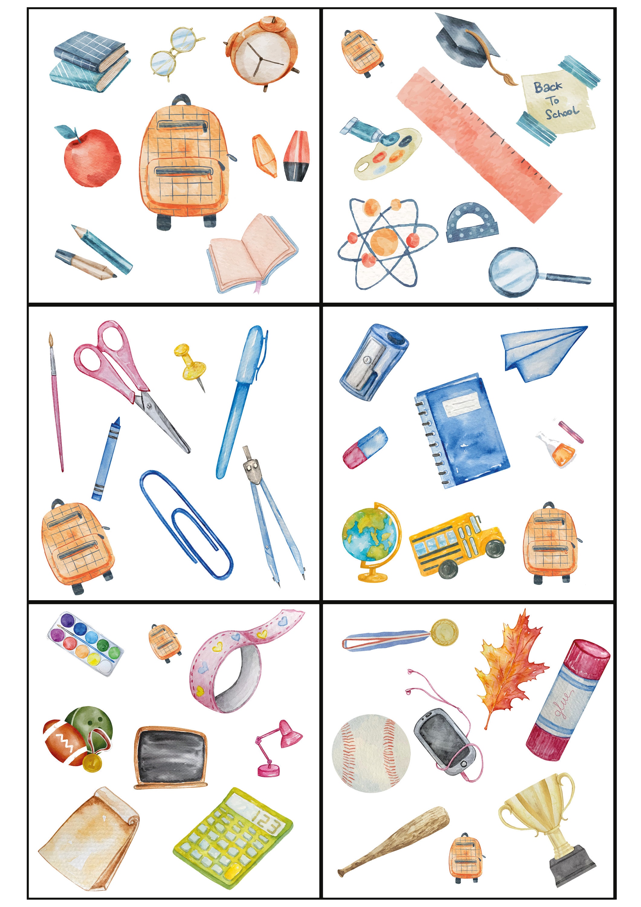 Back to School Dobble/spot It - Printable Activity Matching Card Game ...