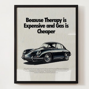 Vintage Sports Car Print, Retro Car Wall Art, Classic Auto Poster, Dark Humor Art, Mid-Century Digital Download, Car Enthusiast Gift,