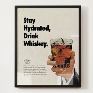 Vintage Whisky Print, Dark Humour Bar Kunst, Retro Schnaps Wanddekor, lustiges trinkendes Plakat, digitaler Download der Mitte des Jahrhunderts, Jack Daniels Whisky