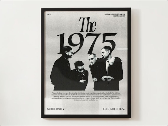 The 1975 Band Vintage Poster Print, Grunge Art, Digital Wall Art, Music Poster, Lyric Poster, Retro Designs, Dorm Wall Art, Black and White