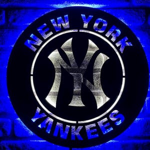 New York Yankees Led Sign, Yankees Led Light, Wood Wall Decor, Handmade Led Sign, Major League Baseball, Basebaal Fan, New York Yankees, MLB