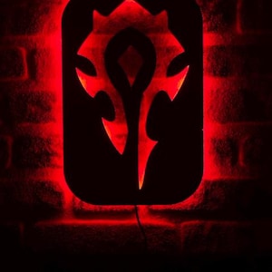 World of Warcraft Horde Logo LED Sign, Gaming Wall Light, Red Horde Emblem Decor, Fantasy Gamer Art, Game zone, Wow, Christmas Gift