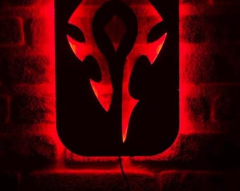 Horde Logo LED Wall Sign: World of Warcraft Gamer Decor