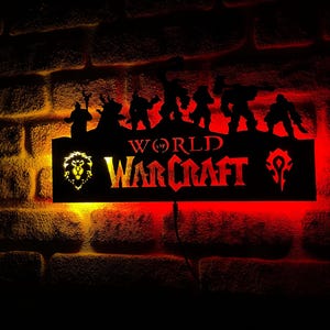 Decoración de pared de madera de World of Warcraft, decoración de habitación RGB de World of Warcraft, adornos de pared para el hogar, regalo de Navidad WOW, letrero de habitación de World of Warcraft