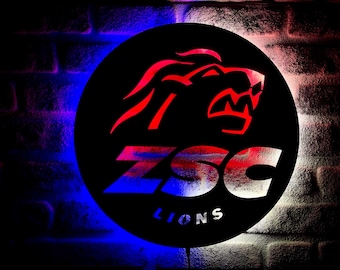ZSC Lions LED Sign: Zürich Team, Mancave Decor