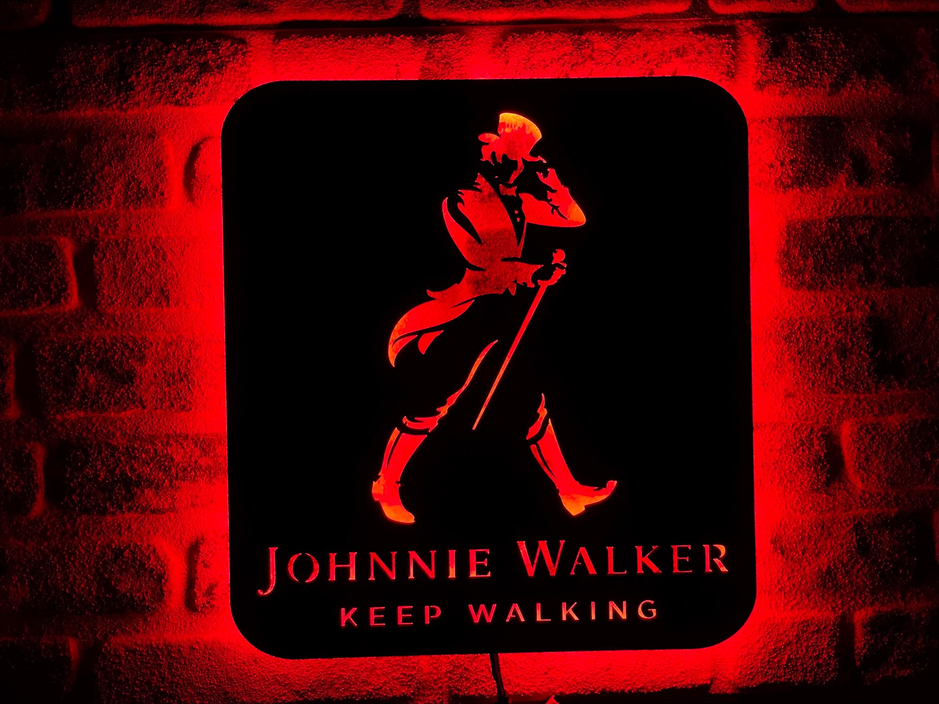 Johnnie Walker Lighted up Wall Art, RGB Led Wooden Wall Decor