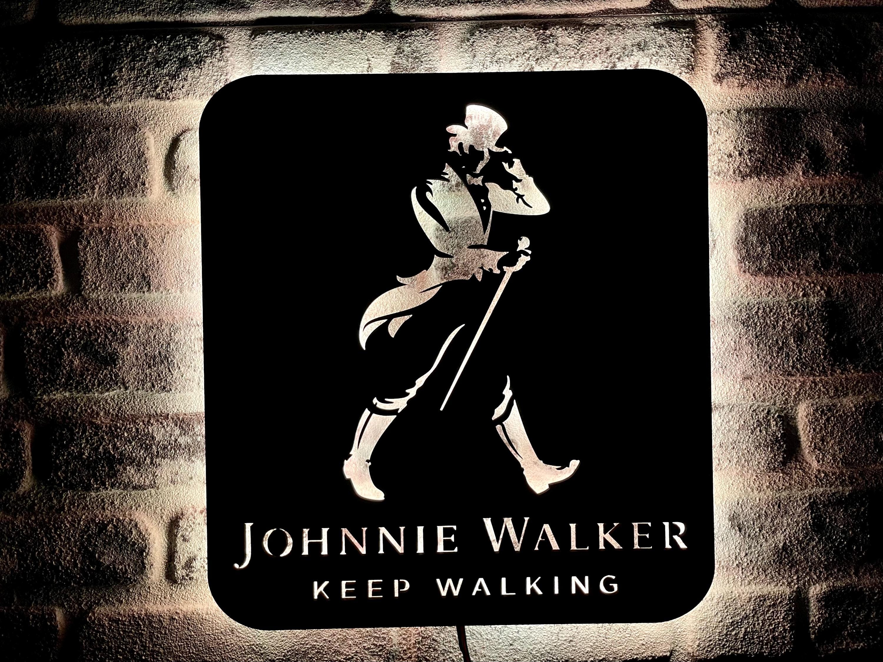 Johnnie Walker Lighted up Wall Art, RGB Led Wooden Wall Decor
