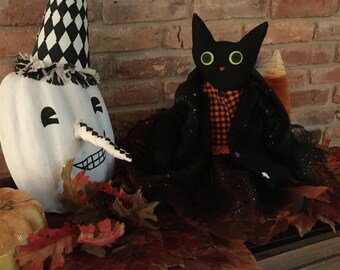 Orla- large black cat Halloween doll