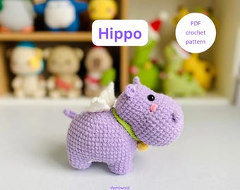 Haakpatroon nijlpaard: amigurumi-pop pdf door Demiwool